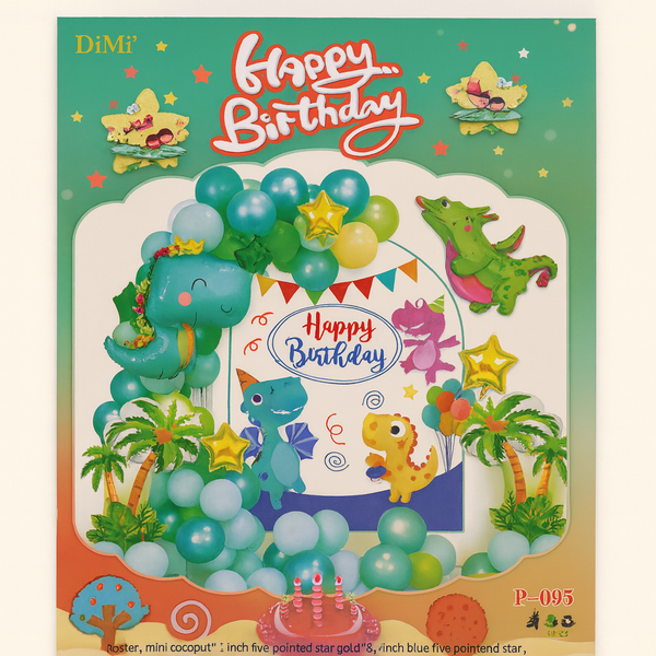 Dinosaur Theme Birthday Decoration Set with Balloons