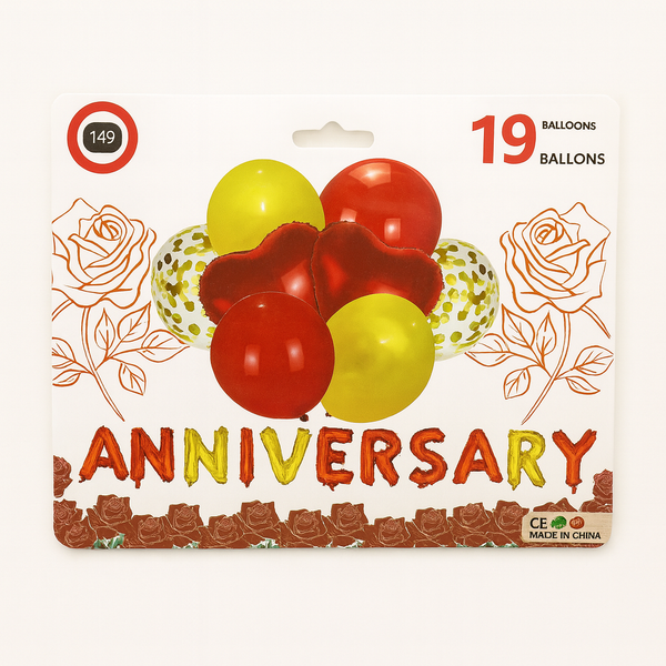 Anniversary Balloon Decoration Set – 19 Piece Party Celebration Pack
